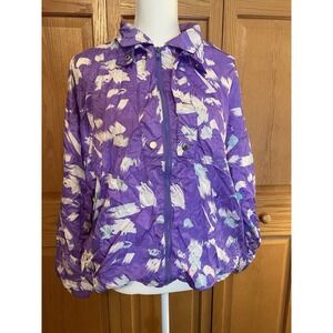 Vintage PB Collection Purple Abstract Lined Zip Up Windbreaker Womens Size Large